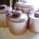 Copper kitchen jars that held sugary goodness.