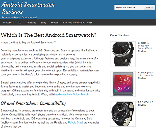 Android Smartwatch Reviews Website